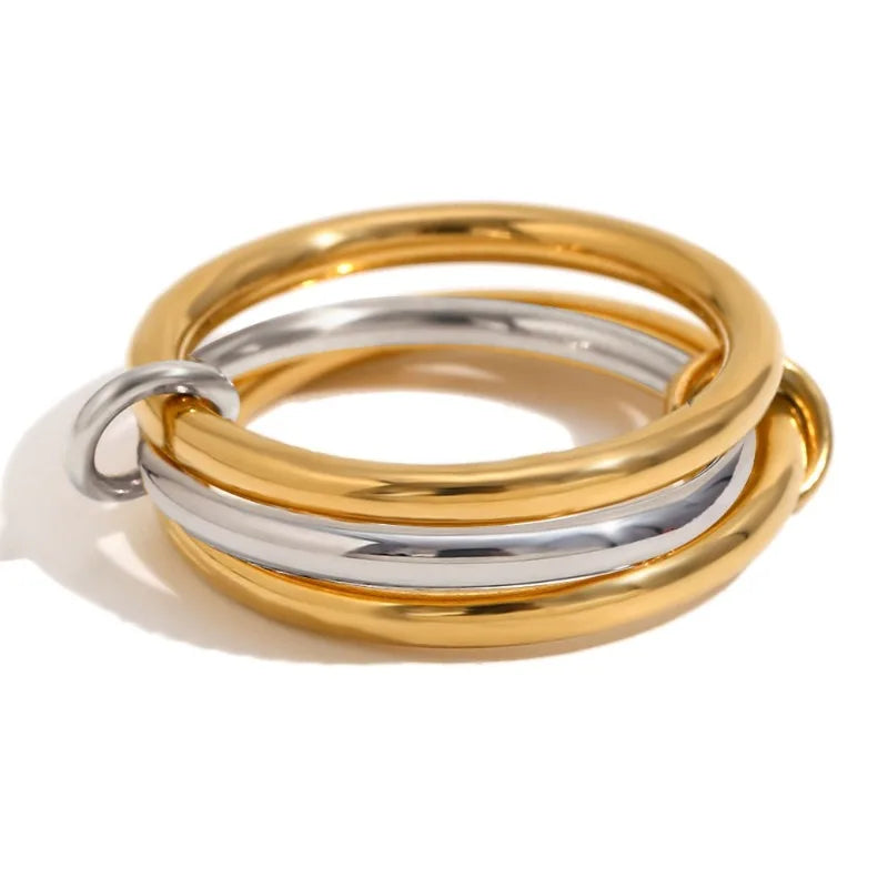 Stainless Steel Gold Plated Elegant Layered Gold Loop Ring™