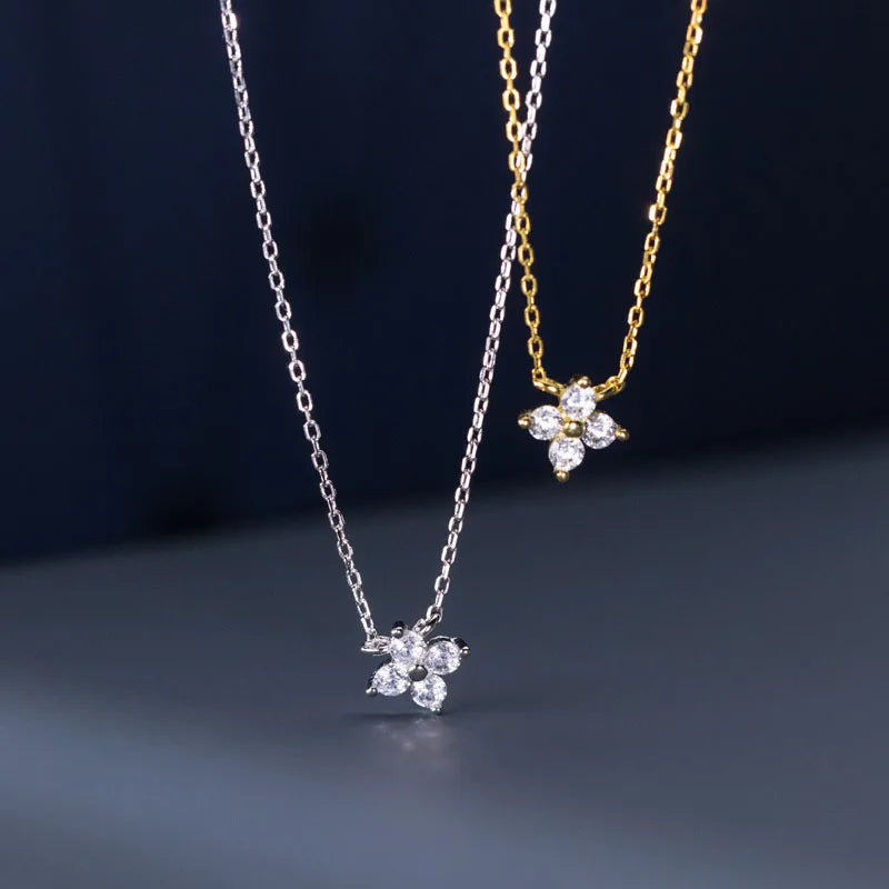 925 Zircon Sterling Silver Four Leaf Clove Necklace™
