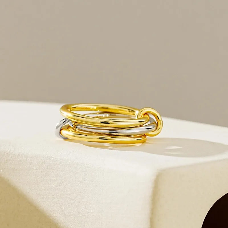 Stainless Steel Gold Plated Elegant Layered Gold Loop Ring™
