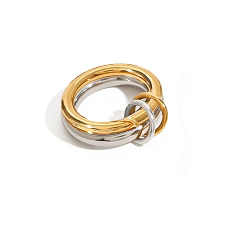 Stainless Steel Gold Plated Elegant Layered Gold Loop Ring™