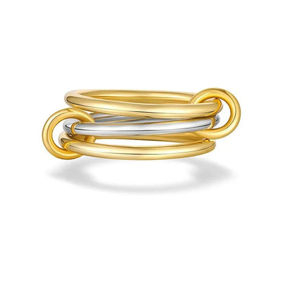 Stainless Steel Gold Plated Elegant Layered Gold Loop Ring™