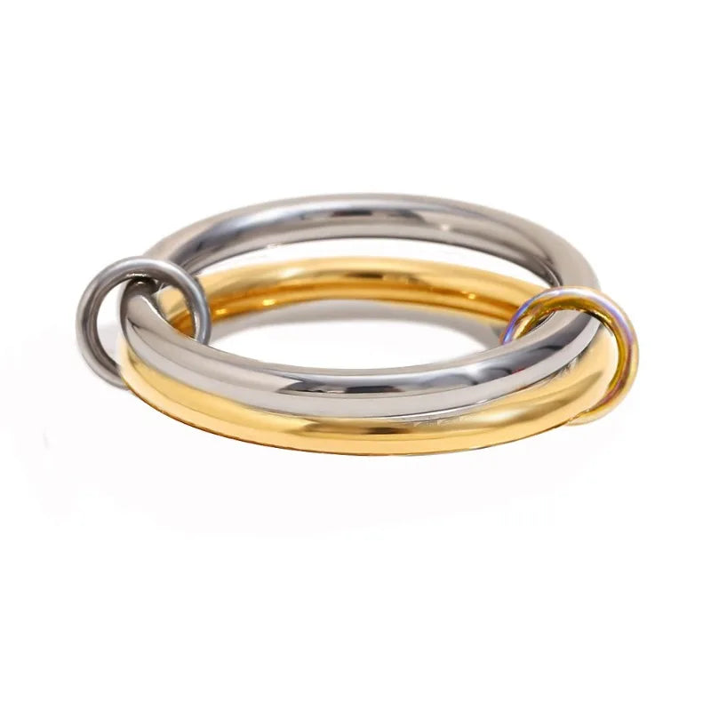 Stainless Steel Gold Plated Elegant Layered Gold Loop Ring™