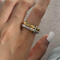 Stainless Steel Gold Plated Elegant Layered Gold Loop Ring™