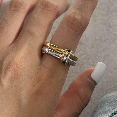 Stainless Steel Gold Plated Elegant Layered Gold Loop Ring™
