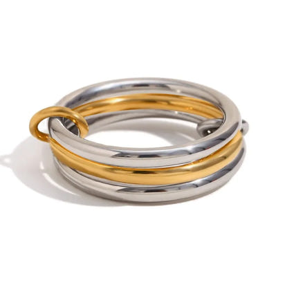Stainless Steel Gold Plated Elegant Layered Gold Loop Ring™