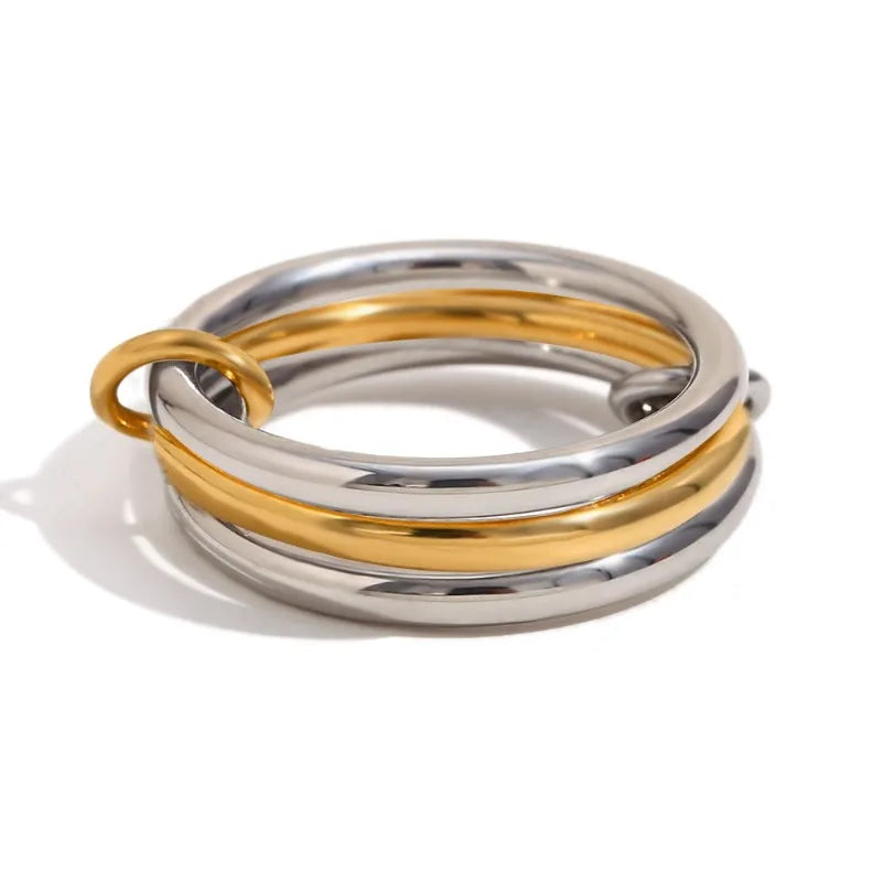 Stainless Steel Gold Plated Elegant Layered Gold Loop Ring™
