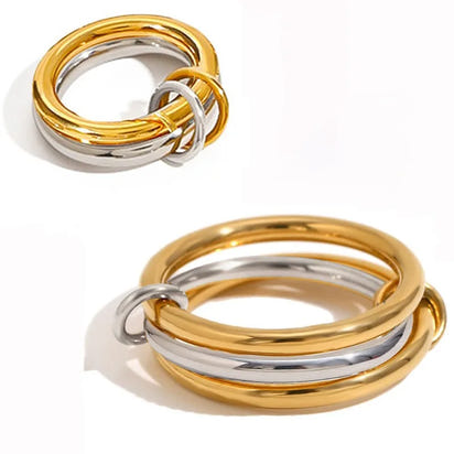 Stainless Steel Gold Plated Elegant Layered Gold Loop Ring™