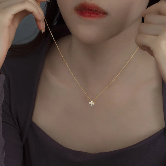 925 Zircon Sterling Silver Four Leaf Clove Necklace™