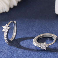 Non - Tarnish Stainless Steel Zircon Flower Hoops Earrings™